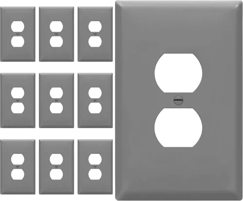 Vista 45 de ENERLITES Placa de pared dúplex para tomacorriente para receptáculos, cubierta de toma de corriente eléctrica jumbo, acabado brillante, de gran Negro