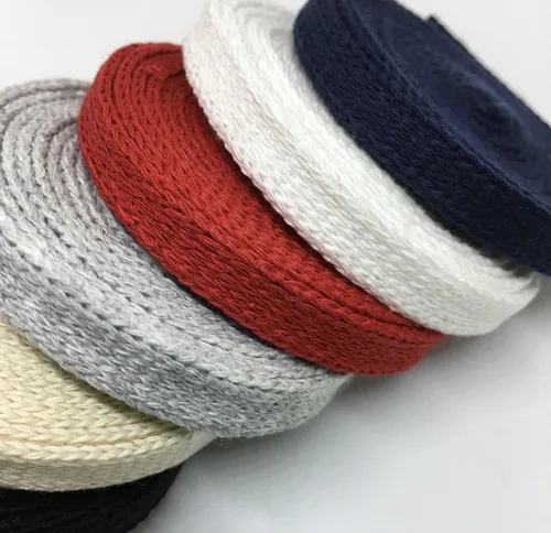 Vista 3 de cordones de ajuste planos de algodón de 3/8 pulgadas. Cordones. Tira de ajuste de encaje para manijas, lazos