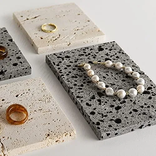 Vista 4 de GISELA D Accesorios para fotos de piedra natural, adornos de joyería, bandeja de almacenamiento de cosméticos, lápices labiales, joyas, decoración