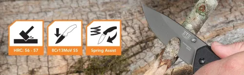 Vista 9 de ETEK1051 ETE EDC Workhorse 3.2" Combo Abridor asistido, cuchillo de mango G-10