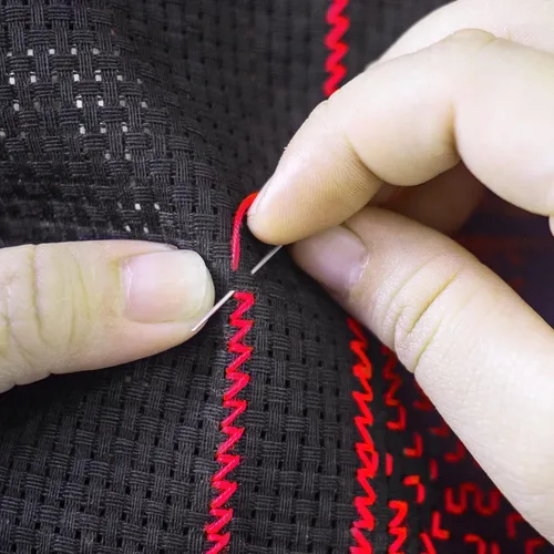 Vista 6 de Caydo 6 piezas de tela Aida de 14 hilos negra, tela de algodón para punto de cruz y bordado para labores de aguja, manualidades DIY, 12 por 18