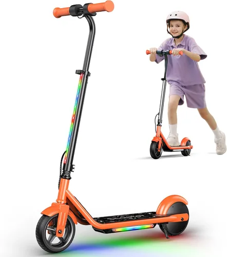 Vista 9 de Electric Scooter for Kids Ages 6-12, 150W Motor, Simple One-Button Control, 2 Safe Speeds (6/10 MPH), K2 Pro for 3 Speeds, Colorful Lights, Magnetic