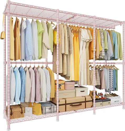 Vista 13 de ULIFHOME E14 Max - Perchero de ropa resistente, percheros independientes para colgar ropa, organizadores de armario ajustables y almacenamiento