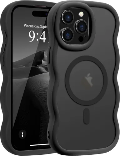 Vista 15 de Pepmune - Funda para iPhone 12 Pro Max con marco ondulado y estructura rígida, color mate claro, cubierta trasera unisex, compatible con Magsafe