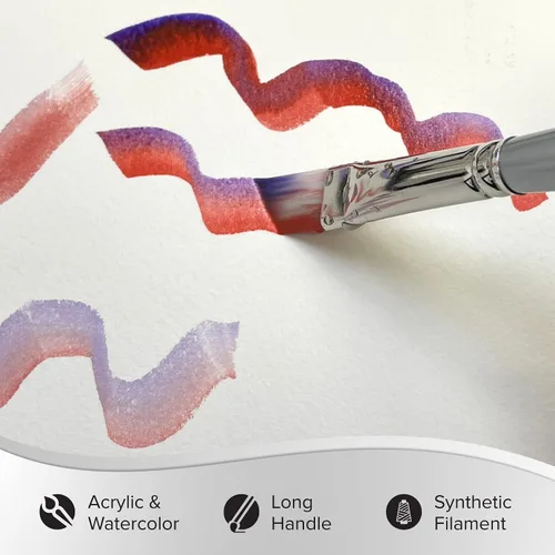 Vista 3 de Silver Brush 1506-1 Silverwhite - Cepillo Taklon blanco de mango largo, angular, 1 pulgada
