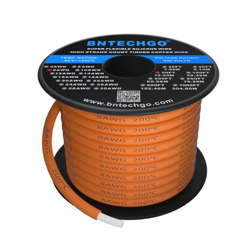 Vista 14 de Bntechgo 8 alambres de silicona suave y flexible, silicona resistente a altas temperaturas, altamente eficiente 8 AWG calibre, 1650 hilos de alambre