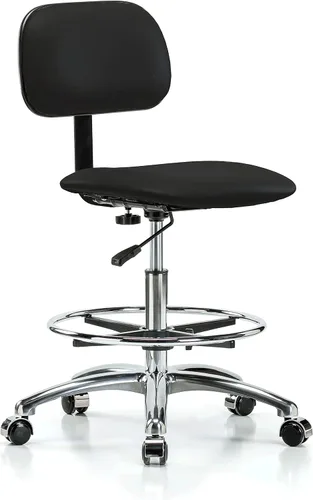 Vista 50 de Perch - Silla de laboratorio cromada con respaldo ajustable, altura del escritorio de 17 a 22 pulgadas, tela negra