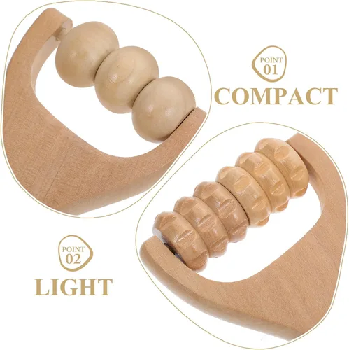 Vista 4 de Ciieeo 2 rodillos de masaje de madera para alivio muscular/regalo, herramienta de masaje de madera, herramientas de rodillo de madera para cuidado