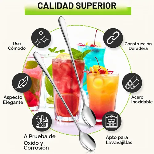 Vista 6 de Rainspire Cucharas de café de 9 pulgadas de largo para barra de café, agitadores de café, cuchara de helado, cucharas de té, cuchara larga de acero
