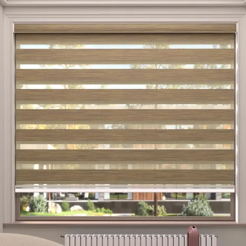 Vista 50 de MYshade Persianas enrollables de cebra opacas (85 %) con cordón para ventanas interiores, persianas de doble capa beige para dormitorio, baño, sala