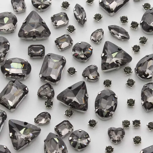Vista 20 de TANOSII 100 diamantes de imitación para coser con formas mixtas, gemas de cristal para coser en gemas de cristal, parte trasera plana con garra Ab