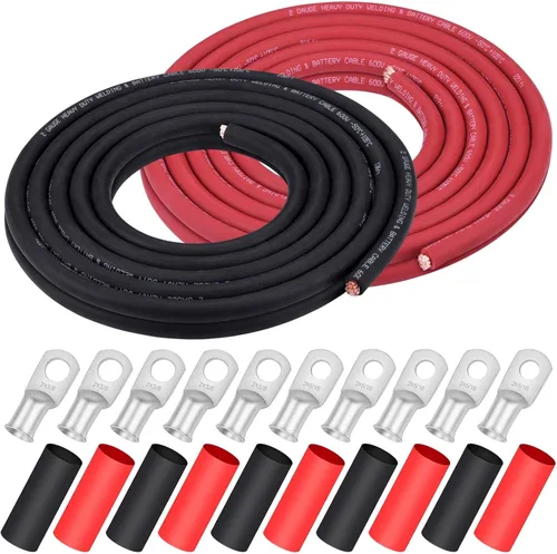 Vista 25 de iGreely Alambre Calibre 6 AWG 20 Pies Negro + 20 Pies Rojo Batería de Soldadura Cable Ultra Flexible de Cobre Puro + 5 pzs de Conectores de Terminal