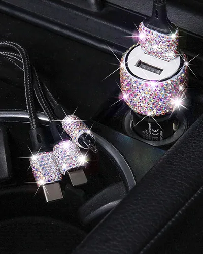 Vista 2 de Cargador de coche Bling,Cargador USB para encendedor de cigarrillos