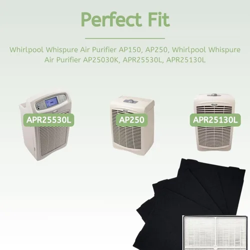 Vista 4 de Nispira Filtro HEPA verdadero (pequeño) con 4 filtros de precarbono compatibles con los modelos Whirlpool Whispure purificador de aire AP150 AP250