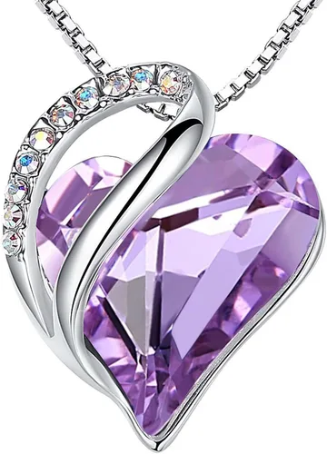 Vista 13 de Leafael - Collares para mujer, dije de corazón de amor infinito con cristales de piedra natal, cadena chapada en plata de 18 + 2 pulgadas, regalo