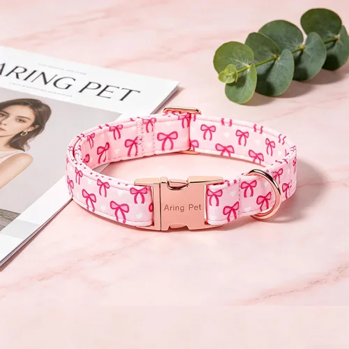 Vista 34 de Aring Pet Collar de algodón, ligero y ajustable, con hebilla de liberación rápida, para perros pequeños, medianos y grandes, para cachorros, S, Hoja