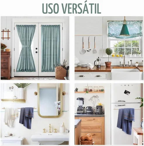 Vista 7 de jinchan Barras de cortina para puerta francesa, barras de cortina blancas ajustables sin taladrar con ganchos adhesivos, aluminio de 26 a 50 #Blanco