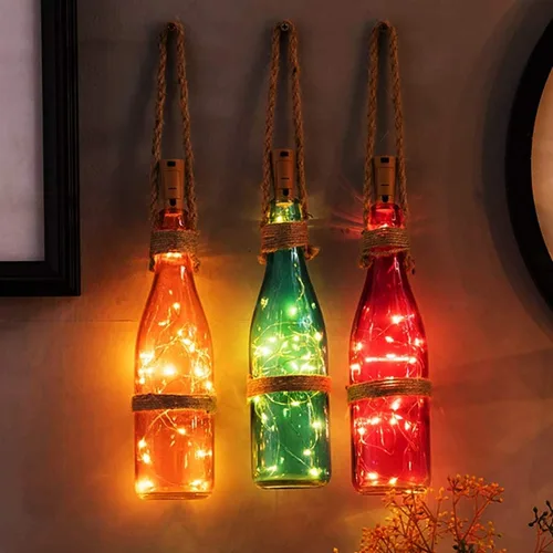 Vista 6 de Paquete de 30 luces para botella de vino con corcho, luces de botella de corcho, funciona con pilas, cable plateado de 6.6 pies, 20 luces LED, luces