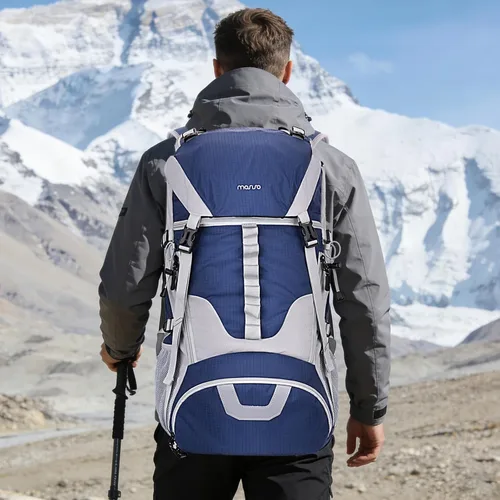 Vista 5 de MOSISO Mochila de senderismo 50L, mochila de camping impermeable
