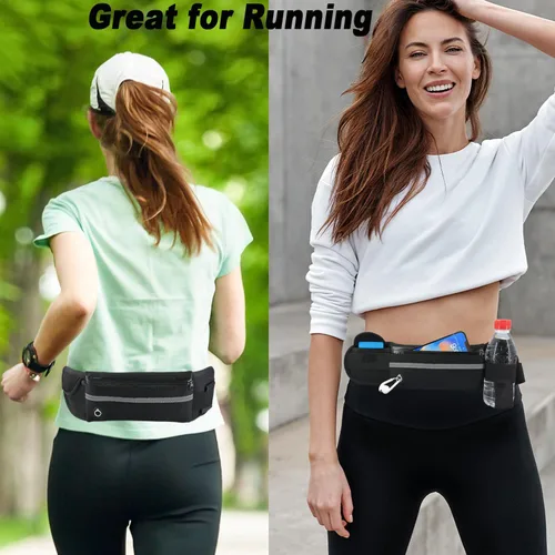 Vista 3 de Riñonera de cinturón para correr,Riñonera resistente al agua,Bolsa ajustable para correr, Negro -, Sencillo Rojo rosa