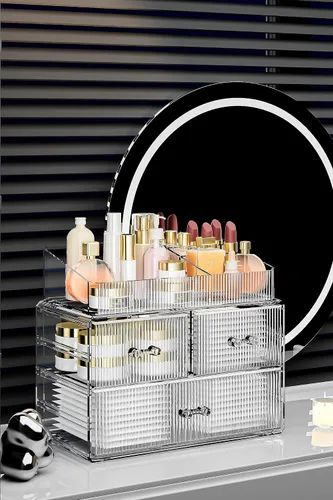 Vista 4 de ZHIAI Organizador Cosmético Apilable, Organizador Cosmético de Acrílico para Cómoda, Tocador, Gabinete de Cocina, Baño, Debajo del Fregadero