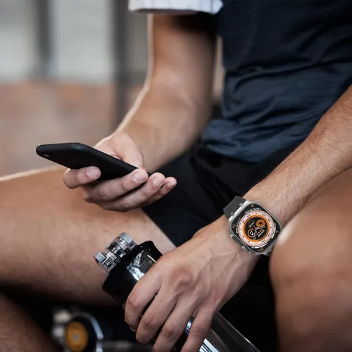 Vista 5 de Correa deportiva de goma de silicona líquida con adaptador de acero inoxidable para Apple Watch Ultra 1/2 1.929 in 1.772 in 1.732 in 1.654 in