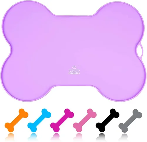 Vista 9 de Super Design Dog Food Mat Bowl Mat for Floors Waterproof Silicone Cat Dog Feeding Mat for Food and Water Pet Placemat Non Spill Puppy Dish Tray Non