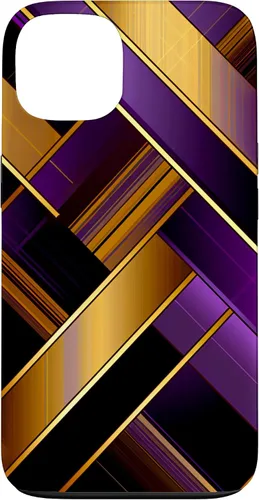Vista 7 de Púrpura Negro Oro Plaid Patrón A Cuadros Amantes Caso Para iPhone 16