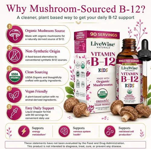 Vista 2 de Gotas líquidas de vitamina B12 para niños, niños pequeños y niños, dosis