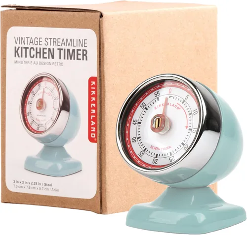 Vista 5 de Kikkerland Temporizador de cocina Vintage Streamline, azul