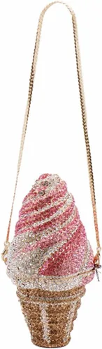 Vista 6 de DJBM Bonito Bolso de Mano con Diamantes de Imitación en Forma de Cupcake, Bolso de Noche con Cristales de Diamante para Mujeres, para Fiesta, Boda