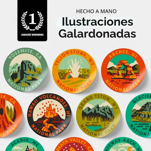 Vista 3 de Botella de agua de los Parques Nacionales con kit de pegatinas, colaboración de Erikas Chesonis, botella de aventura con pajita, pegatinas