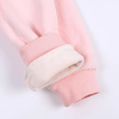 Vista 6 de Mono de forro polar para bebé, con orejas de conejo, lindo traje de invierno, traje de nieve con cremallera frontal para niñas