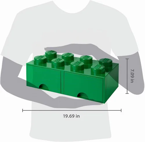 Vista 3 de LEGO - Cajón de ladrillos, 8 perillas, 2 cajones, caja de almacenamiento apilable, color verde oscuro