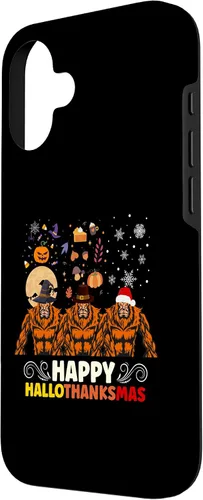 Vista 2 de iPhone 16 Halloween Thanksgiving Christmas Hallothanksmas Bigfoot Case