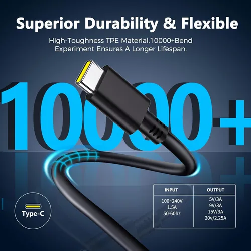 Vista 5 de Cargador rápido USB-C de 45 W para Steam Deck/OLED, adaptador de CA PD 3.0 con cable de 6.6 pies, compatible con Steam Deck Dock, ASUS ROG Ally