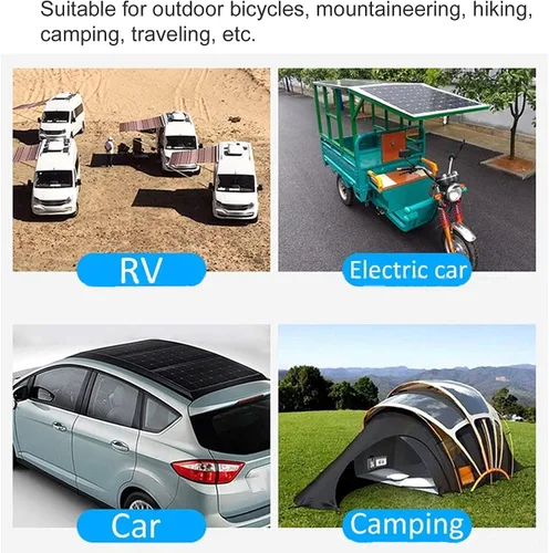 Vista 2 de Kit de panel solar de 40 W 18 V, doble puerto USB monocristalino de silicio flexible con controlador de carga solar de 60 A para ciclismo