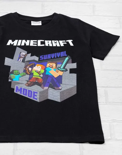 Vista 4 de Minecraft Camiseta de manga corta Alex Steve Sword Black Game para niños