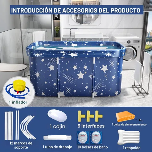 Vista 2 de Bañera portátil, bañera plegable para adultos, bañera de terapia SPA de baño familiar separado para cabina de ducha, bañera de SPA caliente