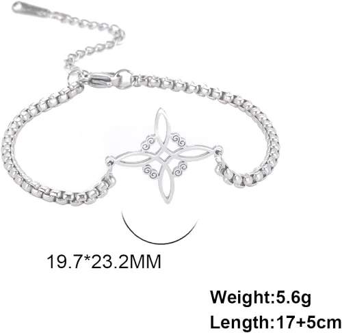 Vista 5 de Dreamtimes Pulsera de nudo de bruja pulsera de bruja de color plateado para mujer pulsera de nudo celta protección de nudo de brujas amuleto