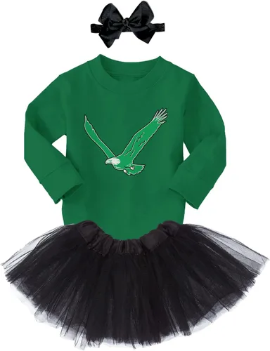 Vista 2 de Eagle - Conjunto de body deportivo Philly para bebé + falda tutú + diadema con lazo