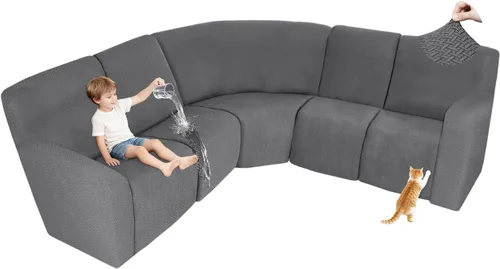 Vista 67 de ALIECOM Fundas 100% impermeables para sofá seccional reclinable, forma de L, elásticas, para esquina, funda para sofá seccional reclinable, lavable