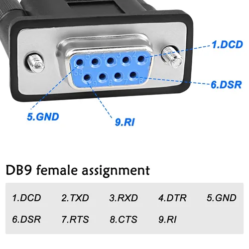 Vista 3 de MEIRIYFA Cable adaptador USB hembra a RS-232 DB9 hembra, USB 2.0 a Serial RS232 DB9 (9 pines) Cable convertidor para caja registradora, módem