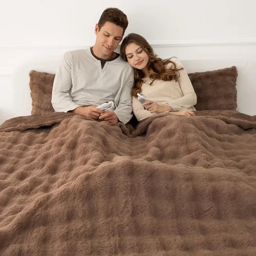 Vista 38 de Manta térmica eléctrica de franela Sherpa de 50 x 60 pulgadas - Manta eléctrica suave con 5 niveles de calefacción y 4 horas de apagado automático