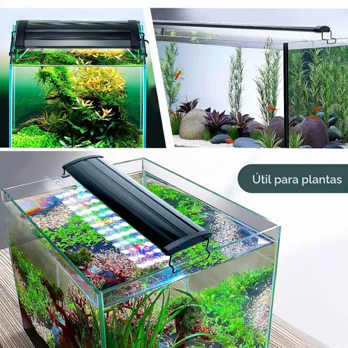 Vista 6 de AQQA Luz de acuario, luces LED de espectro completo para pecera, 12 a 54 pulgadas, ajustable, multicolor, blanco, azul, rojo, verde, con soportes