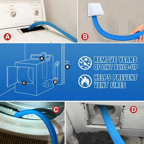 Vista 3 de Sealegend Kit limpiador de ventilación para secadora, accesorio universal Azul