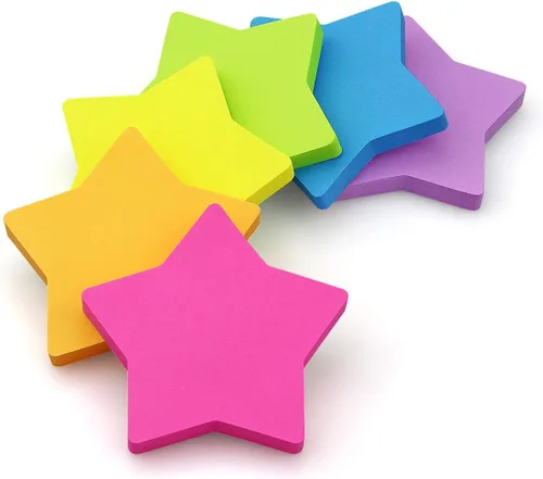 Vista 3 de SIMONA - Notas adhesivas en forma de estrella de 6 colores brillantes, bloc de 75 hojas autoadhesivas (6 blocs)