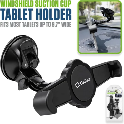 Vista 2 de Cellet Soporte para tablet de parabrisas para automóvil, soporte de ventosa resistente con rotación de 360 grados, compatible con iPad Air Mini