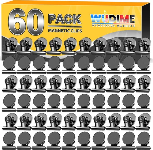 Vista 7 de 20 unidades de clips magnéticos, imanes para nevera, imanes para refrigerador, clips magnéticos negros para pizarra, imanes de clip