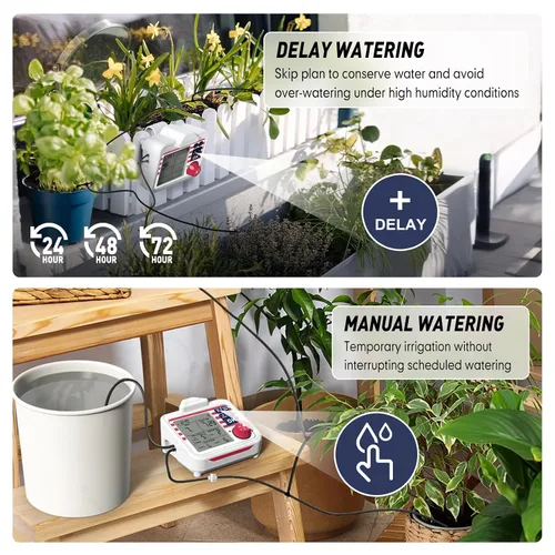 Vista 4 de RAINPOINT Regadera automática para plantas de interior de gran pantalla para maceta, ciclo y modo de remojo, sistema de riego por goteo automático